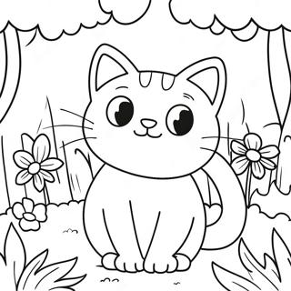 Page A Colorier Du Chat De La Nature Dans Un Jardin Colore 26513-24272