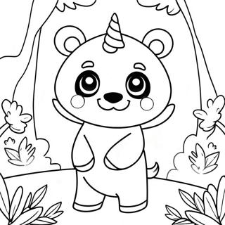 Page A Colorier Du Panda Licorne Mignon Dans Une Foret Magique 26553-24301