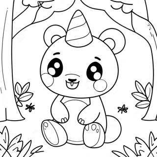 Page A Colorier Du Panda Licorne Mignon Dans Une Foret Magique 26553-24302