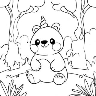 Page A Colorier Du Panda Licorne Mignon Dans Une Foret Magique 26553-24303