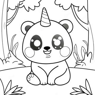 Page A Colorier Du Panda Licorne Mignon Dans Une Foret Magique 26553-24304