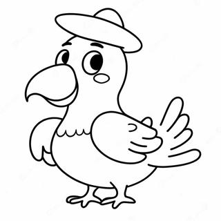 Page A Colorier Pigeon Drole Avec Un Chapeau 26593-24333