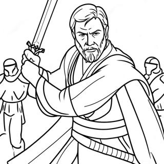 Page A Colorier Dobi Wan Kenobi En Bataille 26653-24381