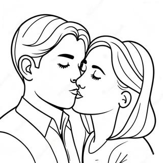 Page A Colorier Dun Couple Mignon Sembrassant 26673-24397