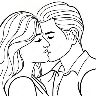 Page A Colorier Dun Couple Mignon Sembrassant 26673-24398