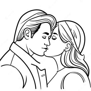 Page A Colorier Dun Couple Mignon Sembrassant 26673-24400