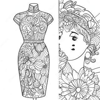 Page A Colorier De Mannequin De Mode Avec Robe 26693-24413