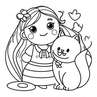 Page A Colorier De Fille Avec Un Chat Mignon 26702-24420