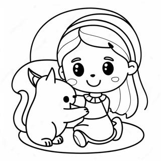 Page A Colorier De Fille Avec Un Chat Joueur 26703-24421