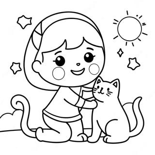 Page A Colorier De Fille Avec Un Chat Joueur 26703-24423