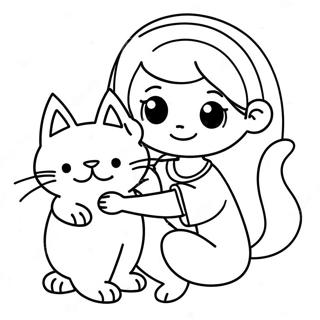 Page A Colorier De Fille Avec Un Chat Joueur 26703-24424