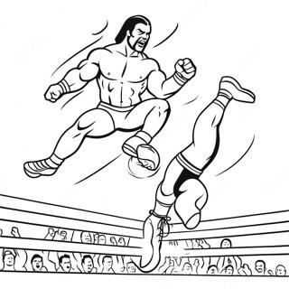 Page A Colorier Dun Lutteur De La Wwe Sautant Sur Un Adversaire 27223-24840