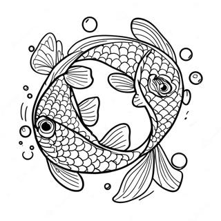 Page A Colorier De Poisson Koi Colore Nageant Dans Letang 27344-24925