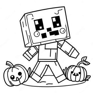 Page A Colorier Zombie Minecraft Mignon Avec Citrouille 27534-25069