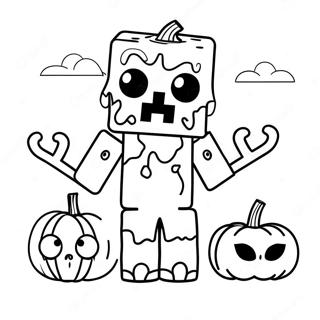 Page A Colorier Zombie Minecraft Mignon Avec Citrouille 27534-25070