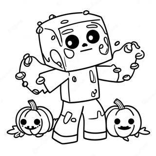 Page A Colorier Zombie Minecraft Mignon Avec Citrouille 27534-25071