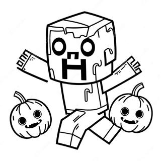 Page A Colorier Zombie Minecraft Mignon Avec Citrouille 27534-25072