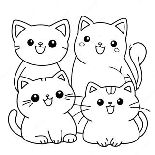 Chats Kawaii Pages À Colorier