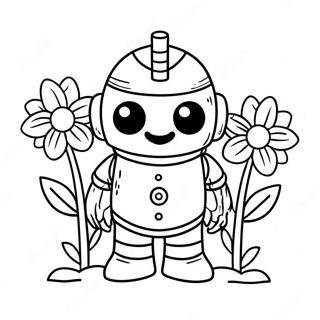 Page A Colorier Golem De Fer Mignon Avec Fleurs 27664-25174