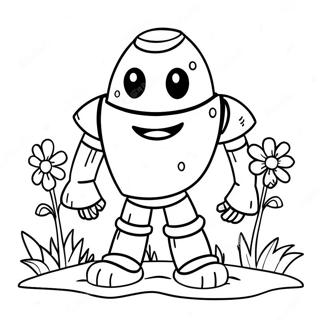 Page A Colorier Golem De Fer Mignon Avec Fleurs 27664-25175