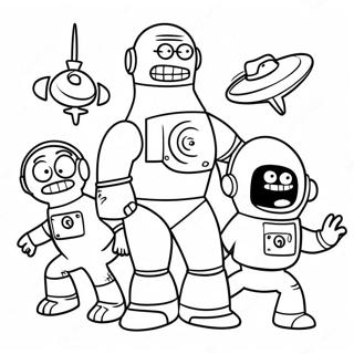 Page A Colorier Des Personnages De Futurama Dans Lespace 27734-25230