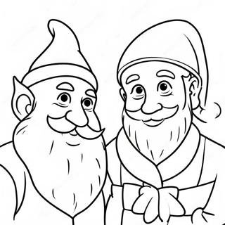 Père Noël Et Elfe Pages À Colorier