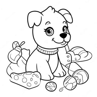 Page A Colorier Du Mignon Chiot Barbie Jouant Avec Des Jouets 27995-25431