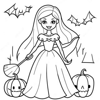 Page A Colorier Barbie Dhalloween Effrayante Avec Citrouille 28055-25477