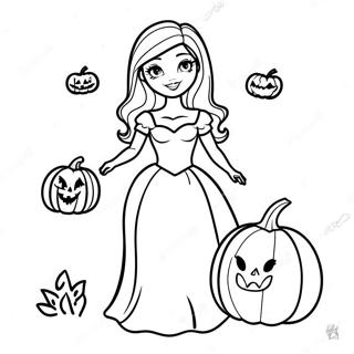 Page A Colorier Barbie Dhalloween Effrayante Avec Citrouille 28055-25478