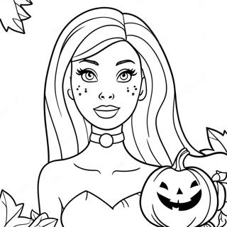 Page A Colorier Barbie Dhalloween Effrayante Avec Citrouille 28055-25479