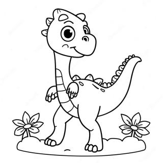 Page A Colorier Mignon Therizinosaurus Avec Fleurs 28085-25503