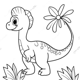 Page A Colorier Mignon Therizinosaurus Avec Fleurs 28085-25504