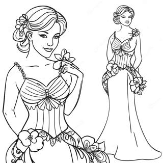 Page A Colorier Femme Elegante En Robe 2819-2285