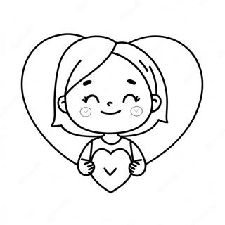 Page A Colorier Fille Adorable Avec Un Coeur 28496-25822