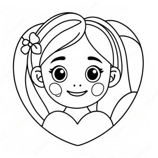 Page A Colorier Fille Adorable Avec Un Coeur 28496-25824