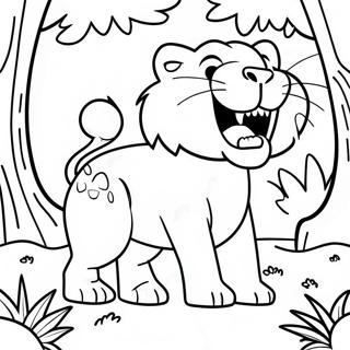 Page A Colorier Tigre A Dents De Sabre Mignon Jouant Dans La Jungle 28506-25832