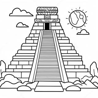 Page A Colorier De Temple Maya Ancien 28607-25901