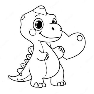 Page A Colorier Dun Mignon Dinosaure Avec Un Coeur 28797-26053