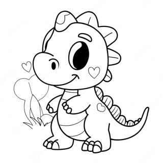 Page A Colorier Dun Mignon Dinosaure Avec Un Coeur 28797-26054