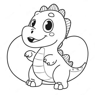 Page A Colorier Dun Mignon Dinosaure Avec Un Coeur 28797-26055