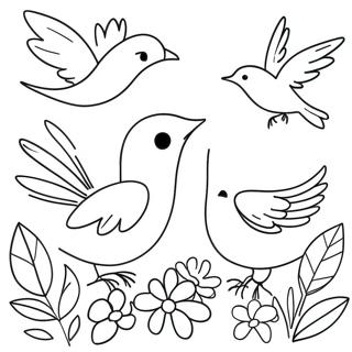 Page A Colorier Doiseaux Et De Fleurs 28866-26107