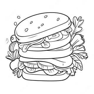 Page A Colorier Dun Sandwich Delicieux Avec Des Legumes 28907-26143