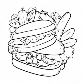 Page A Colorier Dun Sandwich Delicieux Avec Des Legumes 28907-26144