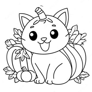 Page A Colorier Dun Mignon Chat De Thanksgiving Avec Une Citrouille 28957-26182