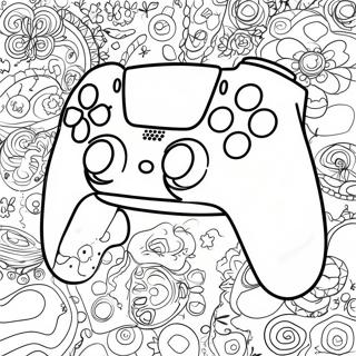 Page A Colorier De Manette Ps5 Coloree Avec Des Icones De Jeu 28997-26213