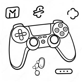 Page A Colorier De Manette Ps5 Coloree Avec Des Icones De Jeu 28997-26215