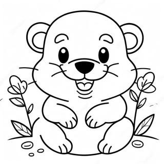 Page A Colorier De Castor Mignon Avec Un Grand Sourire 29157-26343