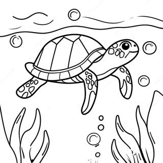 Page A Colorier Dune Tortue De Mer Coloree Nageant 29227-26397