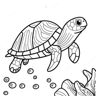 Page A Colorier Dune Tortue De Mer Coloree Nageant 29227-26398