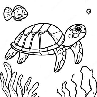 Page A Colorier Dune Tortue De Mer Coloree Nageant 29227-26399